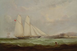 Skonnert Yacht Esmeralda nærmer sig Cherbourg, 1861