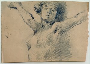 Kvinde nøgen, halvfigur