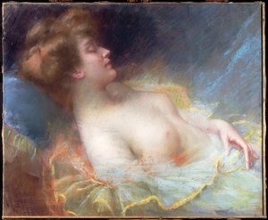 Ung kvinde sover (pastel)