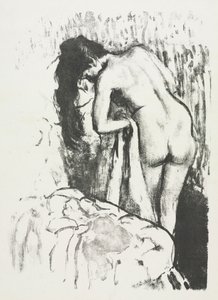 Nøgen kvinde stående, tørrer sig selv, 1891-1892.