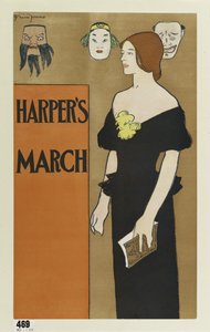 Plakat, der reklamerer for Harpers magazine, marts 1896