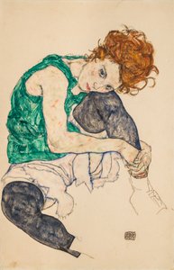 Siddende kvinde med bøjede knæ, 1917