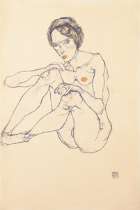 Siddende kvindelig nøgen, 1914