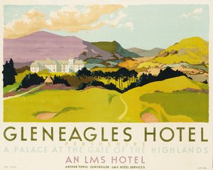 Gleneagles Hotel, poster advertising the LMS, 1924dani