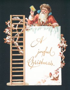 Julemand og legetøj, julekort