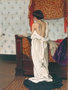 Back act i et interiør. 1902