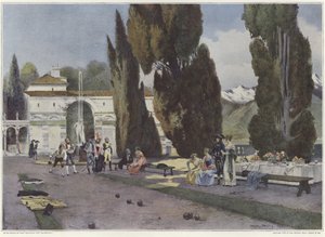 Soldater spiller petanque under det italienske felttog