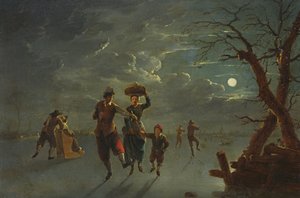 Skøjteløb ved Moonlight (olie på kobber)