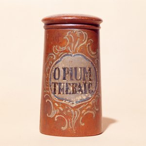 Beholder til Thebaic Opium (malet træ)