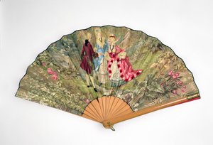 Ventilator, ca. 1870-1900 (træ, silke, hør, messing)