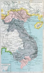 Fransk skole lærebog kort over Indokina, 1905