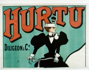Hurtu Cykelplakat, kun øverste halvdel, ca. 1899