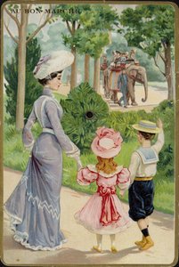 Dame og børn vinker ved Elephant Ride