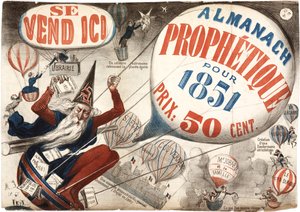 Plakat, der reklamerer for Almanach Prophetique, 1851