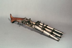Triple-løbet pistol (træ og metal)