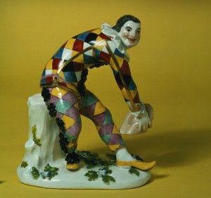 Meissen figur af Harlekin, ca. 1750 (porcelæn)