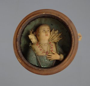 Miniatureportræt, ca. 1600 (voks, glas og træ)