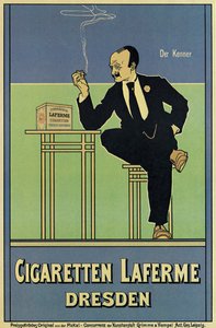 Plakat, der reklamerer for Laferme-cigaretter