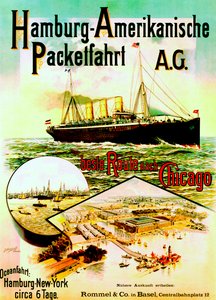 Plakat, der reklamerer for Hamburg American Line, 1893