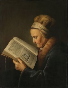 Gammel kvinde læser, c.1631-2