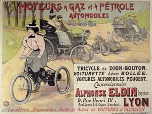 Plakat, der reklamerer for en parisisk bilforhandler