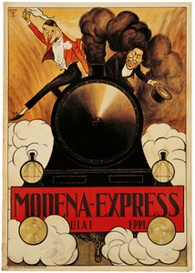 Plakat, der reklamerer for Modena Express