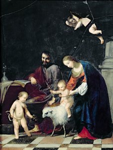 Den hellige familie (olie på marmor)