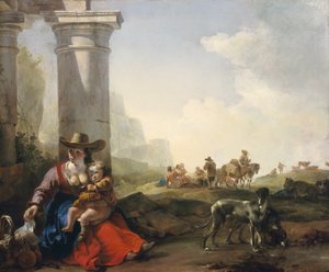 Italienske bønder blandt ruiner, ca. 164950