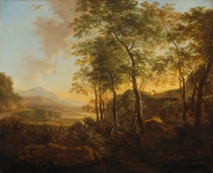 Skovklædt bjergskråning med udsigt, ca. 1645