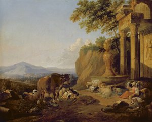 Landskab med ruin, 1670