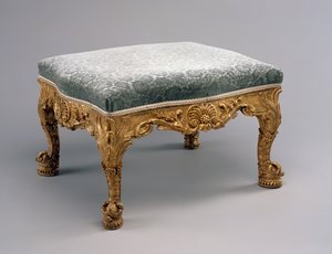 Taburet, ca. 1757 (kalktræ, forgyldt og polstring)