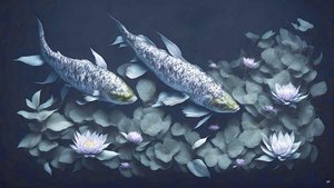 blækmaleri: Koi-Karpfish_amethyst_01