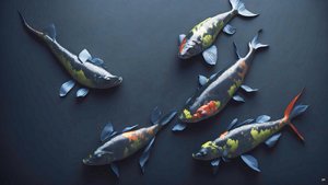blækmaleri: Koi-Karpfish_rainbow_02