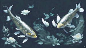 blækmaleri: Koi-Karpfish_yellow_02