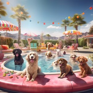 Hunde-Poolparty Palm Springsissä 2