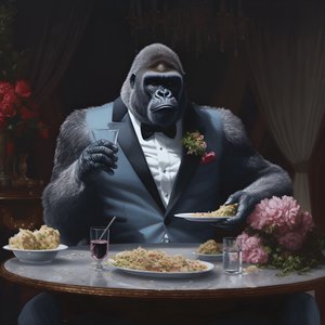 en gorilla, der spiser 2