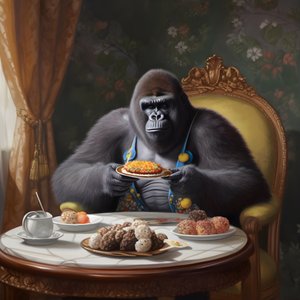 en gorilla, der spiser 3