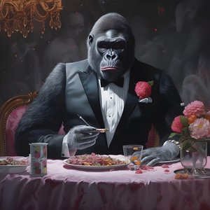 en gorilla, der spiser 4