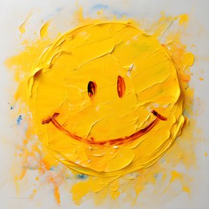 gul smiley malet i impasto 1