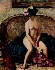Siddende nøgen: The Black Hat, c1900