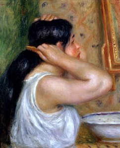 Pige kæmmer sit hår, 1907-8
