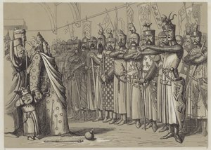 Henrik III mødes med sit parlament (akvatint)