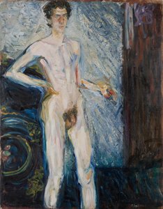 Nøgen-selvportræt med palet, 1908