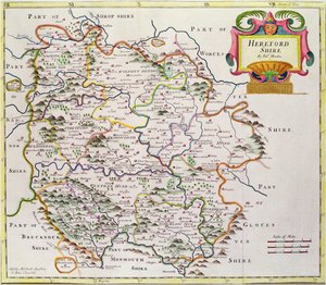 Kort over Herefordshire, 1695