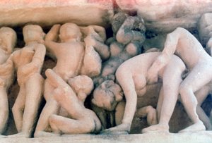 Erotisk skulptur, Khajuraho, Indien. c950-1050. 20. århundrede