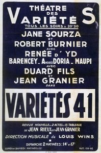 Plakatreklame Variétés 41 varieté, Frankrig, 1941