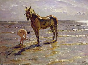 Bader en hest, 1905