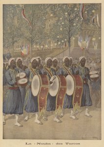 Marching band af koloniale tirailleurs (Turcos)