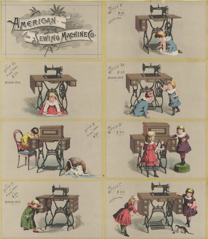 Reklame for American Sewing Machine Company af American School