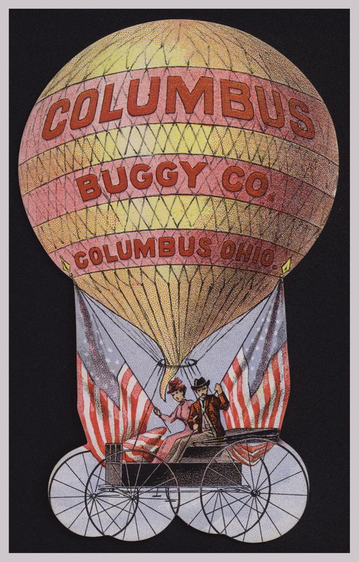 Amerikansk handelskort, der reklamerer for Columbus Buggy Company, Columbus, Ohio af American School